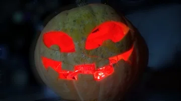 Pumpkin with red eyes Stock Footage 85853085