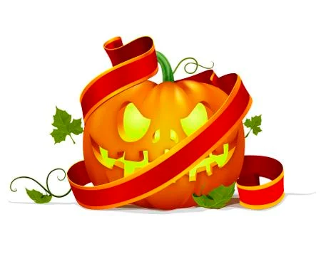Pumpkin with ribbon Stock Illustration