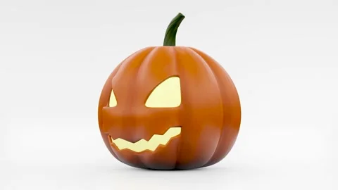Pumpkin rotates on its own axis against white background - loop Видео 163922821