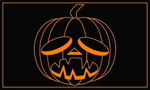 Pumpkin sad black background Illustrazione stock