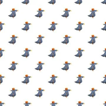 Pumpkin scarecrow figures forming a repeating halloween pattern Stock Illustration