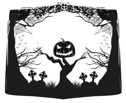 Pumpkin scarecrow at night - frame Stock Illustration