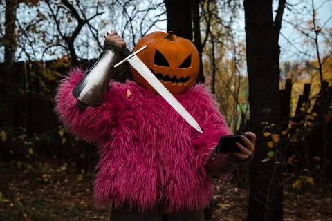 Pumpkin scarecrow Stock Photos