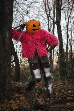 Pumpkin scarecrow Stock Photos