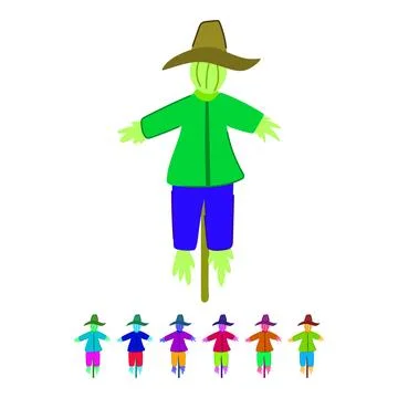 Pumpkin scarecrow vector cartoon graphic Stock Illustration