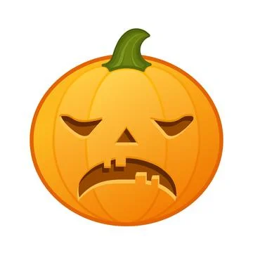 Pumpkin with scary sad face Large size of Halloween emoji Ilustración de archivo
