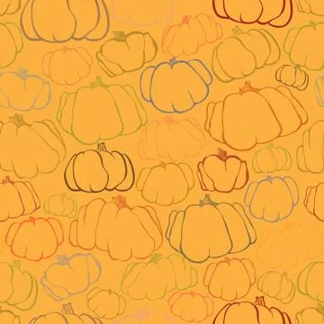Pumpkin seamless orange pattern background Stock Illustration