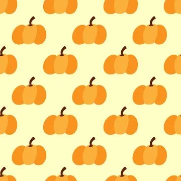 Pumpkin seamless pattern. Autumn design for fabric, texture, wallpaper, poster Stock Illustration
