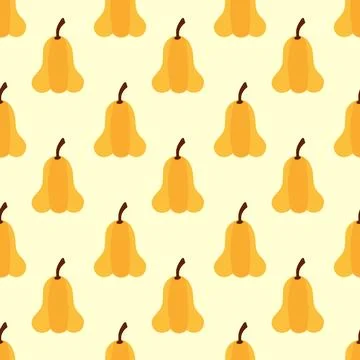 Pumpkin seamless pattern. Autumn design. Vector flat illustration. Stock Illustration