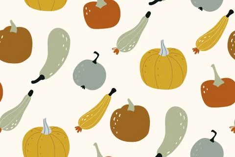 Pumpkin seamless pattern. Autumn texture for thanksgiving, harvest and halloween Stock Illustration