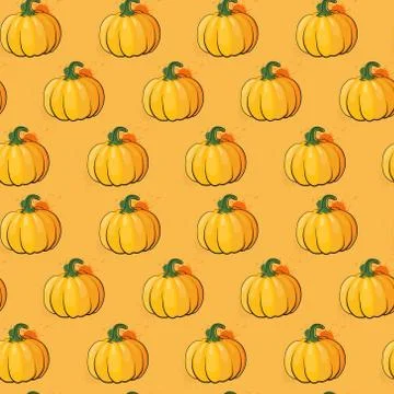 Pumpkin Seamless Pattern Background Autumn Harvest Concept Season Fall Ornament Stock Illustration