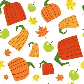 Pumpkin Seamless Pattern Background Autumn Harvest Concept Season Fall Ornament Stock Illustration