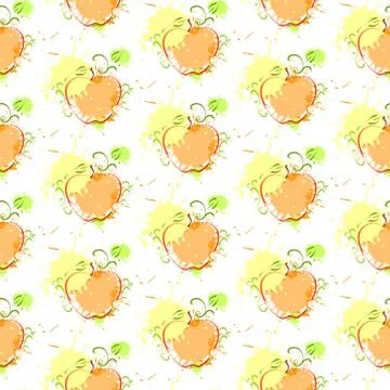 Pumpkin Seamless Pattern Background Autumn Harvest Concept Season Fall Ornament Stock Illustration