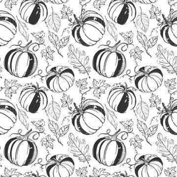 Pumpkin seamless pattern BLACK Stock Illustration