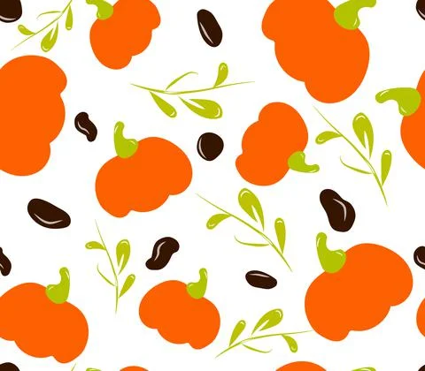 Pumpkin seamless pattern flat background wallpaper vector illustration autumn Illustrazione stock
