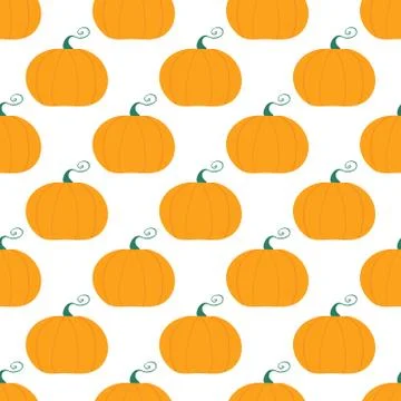 Pumpkin seamless pattern. Harvest concept. Isolated on white background. Vect Stock Illustration
