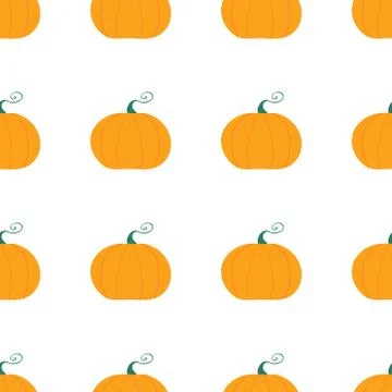 Pumpkin seamless pattern. Harvest concept. Isolated on white background. Vect Stock Illustration