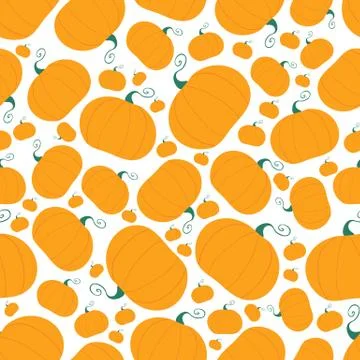 Pumpkin seamless pattern. Harvest concept. Isolated on white background. Vector Stock Illustration