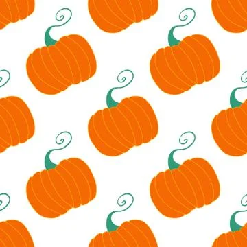 Pumpkin seamless pattern. Harvest concept. Isolated on white background. Vector Stock Illustration