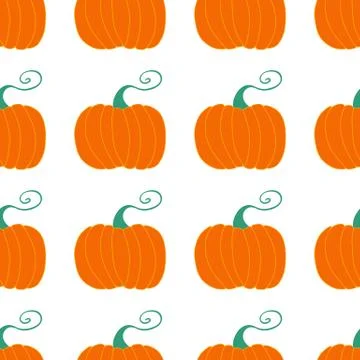 Pumpkin seamless pattern. Harvest concept. Isolated on white background. Vector Illustrazione stock