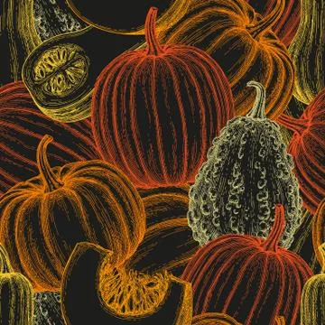 Pumpkin seamless pattern Stock Illustration