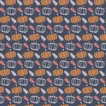 Pumpkin seamless pattern modern for autumn.Vector black silhouette. Stock Illustration