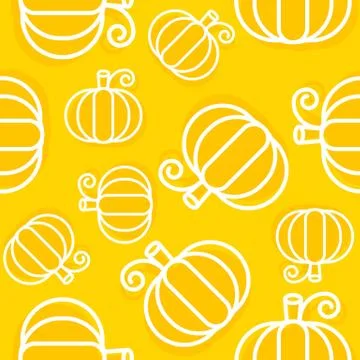 Pumpkin seamless pattern, outline vegetable wallpaper Stock Illustration