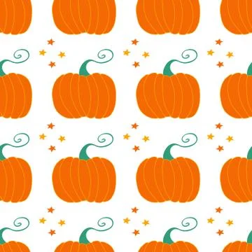 Pumpkin seamless pattern with stars decor. Harvest concept. Isolated on white Stock Illustration