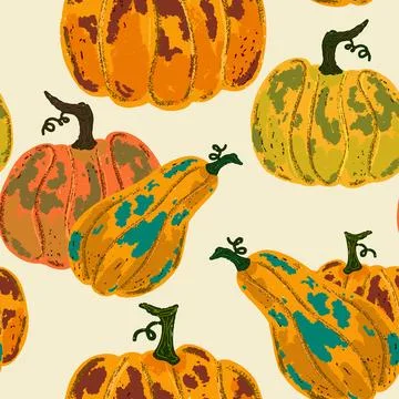 Pumpkin seamless pattern. Texture pumpkin prints. Vector background wallpaper Illustrazione stock