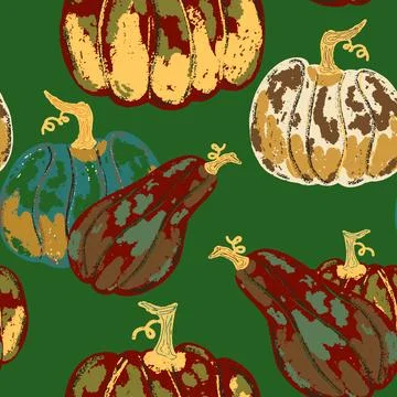 Pumpkin seamless pattern. Texture pumpkin prints. Vector background wallpaper Stock Illustration