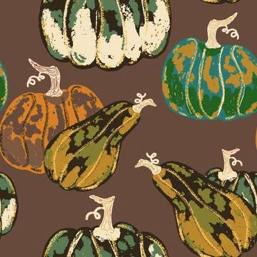 Pumpkin seamless pattern. Texture pumpkin prints. Vector background wallpaper Stock Illustration