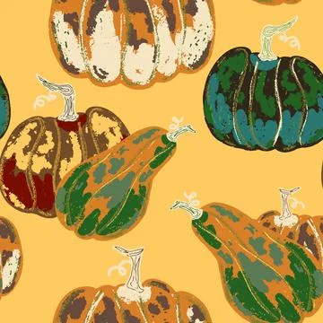 Pumpkin seamless pattern. Texture pumpkin prints. Vector background wallpaper Stock Illustration