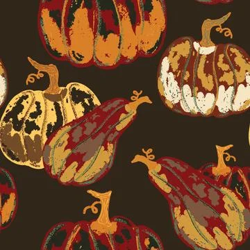 Pumpkin seamless pattern. Texture pumpkin prints. Vector background wallpaper Stock Illustration