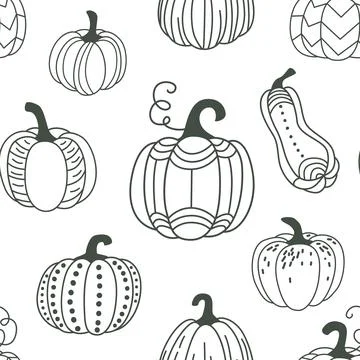 Pumpkin seamless pattern vector illustration. Gourds in flat simple modern Stock Illustration