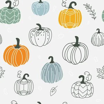 Pumpkin seamless pattern vector illustration. Gourds in flat simple modern Illustrazione stock