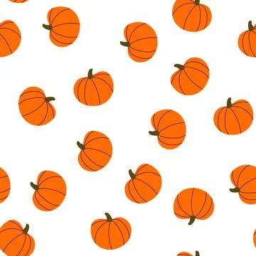 Pumpkin seamless pattern vector illustration. Squash vegetable in cartoon hand Stock Illustration