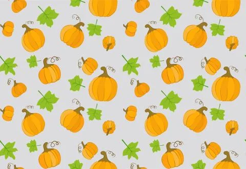 Pumpkin seamless patterns of various shapes and sizes. Illustrazione stock