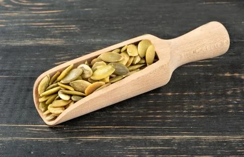 Pumpkin seed kernels in scoop Stock Photos