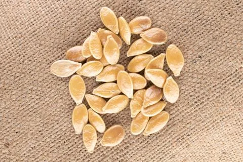 Pumpkin seed on linen Stock Photos