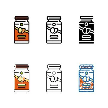 Pumpkin seed oil color icon forms vector Stock Illustration