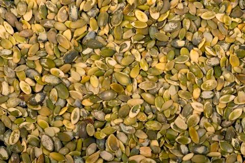 Pumpkin seeds background. Texture of seed. Healthy natural food 스톡 사진