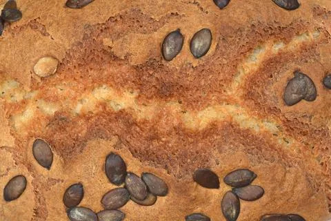 Pumpkin Seeds Bread Crust Texture Close Up Stock Photos