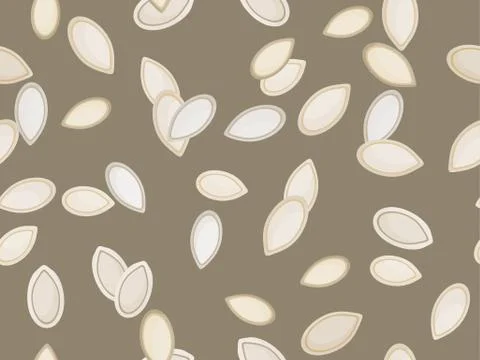 Pumpkin seeds seamless pattern. Healthy food with rich nutritional value Illustrazione stock