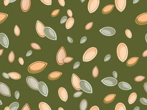 Pumpkin seeds seamless pattern. Healthy food with rich nutritional value 스톡 일러스트