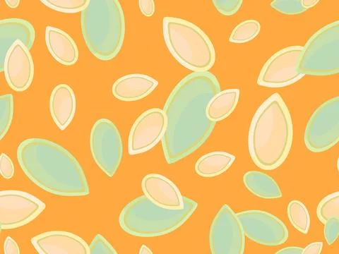Pumpkin seeds seamless pattern. Healthy food with rich nutritional value. B.. Illustrazione stock