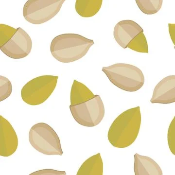 Pumpkin Seeds Seamless Pattern Vector in Flat Design Stock Illustration