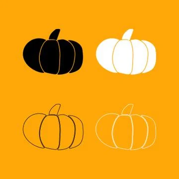 Pumpkin set black and white icon . Stock Illustration