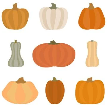 Pumpkin set. Different shapes. Vector illustration Stock Illustration