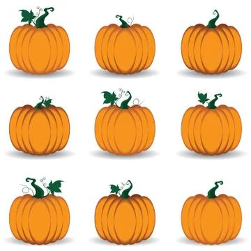 Pumpkin Set isolated on white background. Stock Illustration