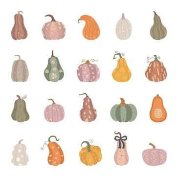 Pumpkin set in scandinavian style Stock Illustration